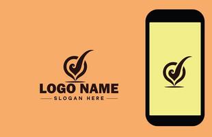 Checkmark logo icon vector art graphics for business brand app icon check mark right symbol tick ok correct logo template