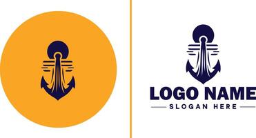 Anchor logo icon vector for Ship Yacht Luxury marine anchor icon logo template