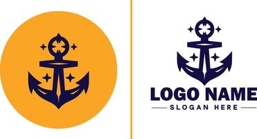 Anchor logo icon vector for Ship Yacht Luxury marine anchor icon logo template