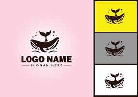 Whale icon logo vector art graphics for business brand icon Whale fish Ocean logo template