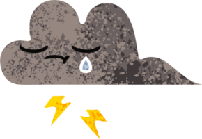 rétro illustration style dessin animé de une orage nuage png