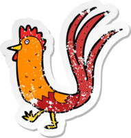 retro distressed sticker of a cartoon cockerel png