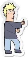sticker of a cartoon nervous man waving png