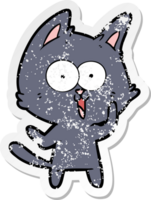 distressed sticker of a funny cartoon cat png
