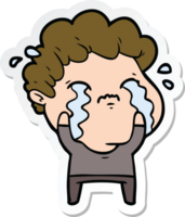 sticker of a cartoon man crying png