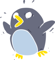 flat color style cartoon frightened penguin png