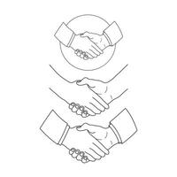 Hand drawn Kids drawing Cartoon Vector illustration set of shaking hand icon Isolated on White Background