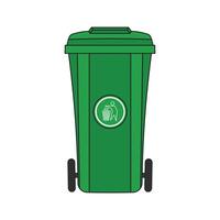 Kids drawing Cartoon Vector illustration trash bin icon Isolated on White Background