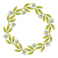 Vector floral wreath with green leaves. Beautiful wreath template on white background with empty space for text, design for wedding invitations, greeting cards, summer holiday flyers, stickers, labels