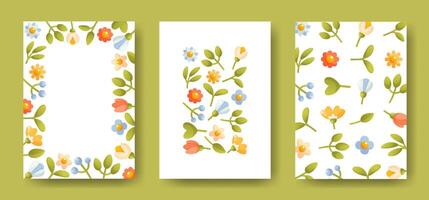 Beautiful floral templates for banners, posters, cards, invitations. Set of three templates. Floral frame with empty space for text, floral composition, floral background.Print design, brochure, flyer vector