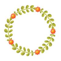 Vector floral wreath with green leaves. Beautiful wreath template on white background with empty space for text, design for wedding invitations, greeting cards, summer holiday flyers, stickers, labels