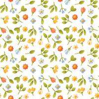 Seamless floral pattern, flowers on a stem with leaves. Beautiful seamless background of summer, spring flowers. Vector seamless background for cards, textile posters, gift wrapping