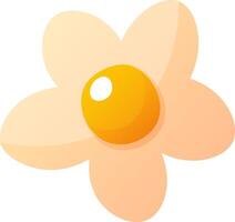 Beautiful vector icon of a flower with soft pink petals with a yellow center. Front view, top view. Illustration of an isolated flower on a colorless background for spring, summer design