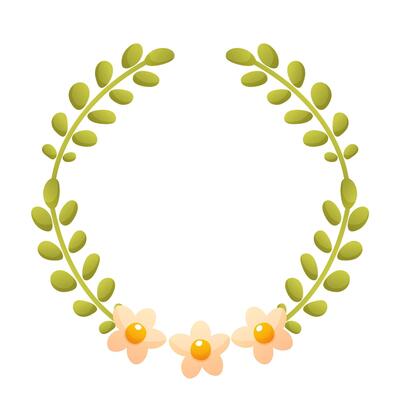 Vector floral wreath with green leaves. Beautiful wreath template on white background with empty space for text, design for wedding invitations, greeting cards, summer holiday flyers, stickers, labels