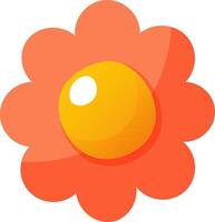 Beautiful vector flower icon with pink and red petals with a yellow center. Front view, top view. Illustration of an isolated flower on a colorless background for spring, summer design