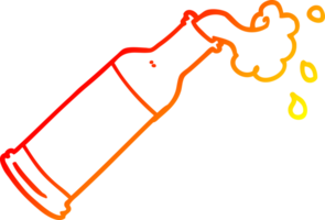 warm helling lijn tekening van een tekenfilm schuimend fles png