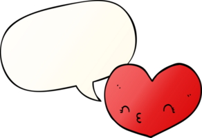 cartoon love heart with speech bubble in smooth gradient style png