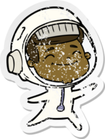 vinheta angustiada de um astronauta de desenho animado feliz png