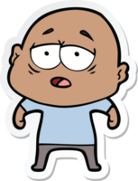 sticker of a cartoon tired bald man png