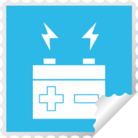 square peeling sticker cartoon of a electrical battery png