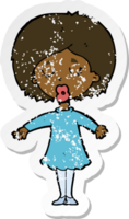 retro distressed sticker of a cartoon woman in dress png