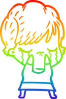 Regenbogen Gradient Linie Zeichnung von ein Karikatur Frau Weinen png