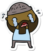 sticker of a cartoon bearded man crying png