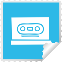 square peeling sticker cartoon of a retro cassette png