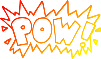warm gradient line drawing of a cartoon word pow png