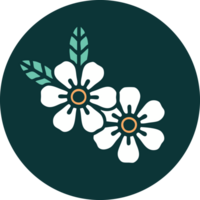 iconic tattoo style image of flowers png