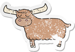 distressed sticker of a cartoon bull png