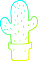 cold gradient line drawing of a cartoon cactus png