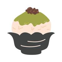 ilustración de patbingsu, coreano rojo frijol afeitado hielo vector