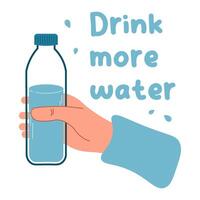 Drink more water. vector illustration. Cartoon water bottles. Healthy life.