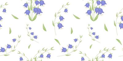 Seamless Pattern with flowers Bells. flowers on a transparent background. Blue flowers. Vector