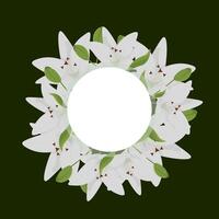 An empty white frame with flowers and leaves. Spring wreath. Vector. spring banner vector