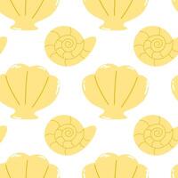 Seamless background of seashells. trendy pattern for wrapping paper, wallpaper. Vector flat illustration