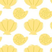 Seamless background of seashells. trendy pattern for wrapping paper, wallpaper. Vector flat illustration