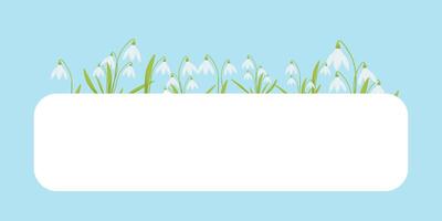 Vector illustration of a spring frame with snowdrops. a template with space for text.