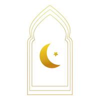 Ramadan. The silhouette of the golden mosque, the golden star and the moon. Vector illustration on a white background