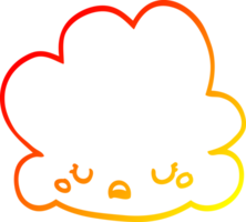 warm gradient line drawing of a cartoon cloud png