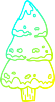 cold gradient line drawing of a cartoon pine trees png