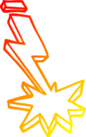 warm gradient line drawing of a cartoon thunder bolt png