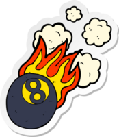 sticker of a cartoon flaming pool ball png