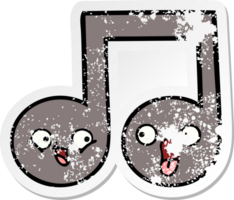 distressed sticker of a cute cartoon musical note png