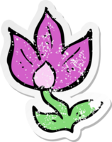 retro distressed sticker of a cartoon flower png