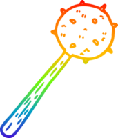 rainbow gradient line drawing of a medieval mace weapon png