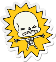 hand drawn sticker cartoon of a scary skeleton png