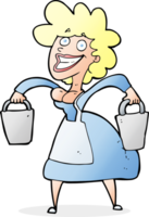 cartoon milkmaid carrying buckets png