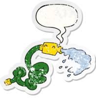 tecknad serie slangrör med Tal bubbla bedrövad bedrövad gammal klistermärke png